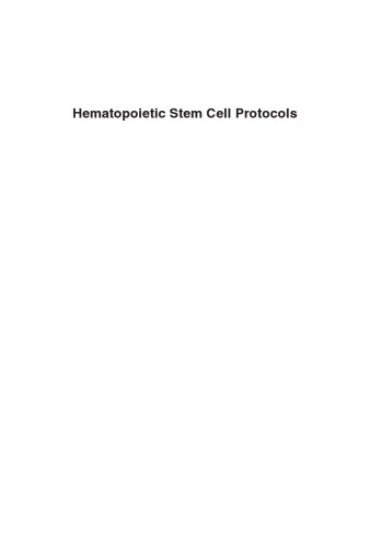Hematopoietic Stem Cell Protocols