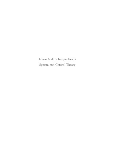 Linear matrix inequalities in system and control theory