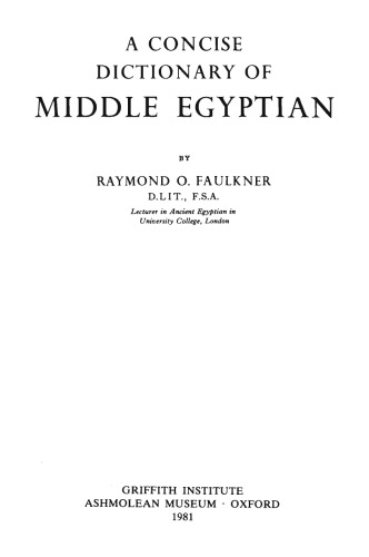 A concise dictionary of Middle Egyptian