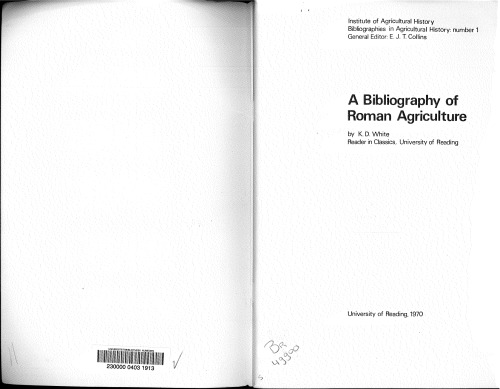 A bibliography of Roman agriculture