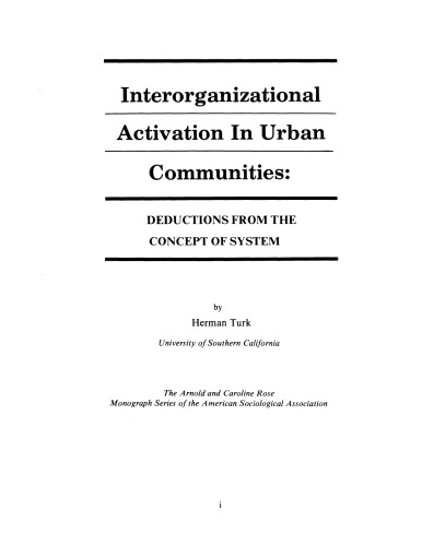 Interorganizational activation in urban communities: deductions from the concept of system