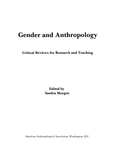 Gender and anthropology: critical reviews for research and teaching