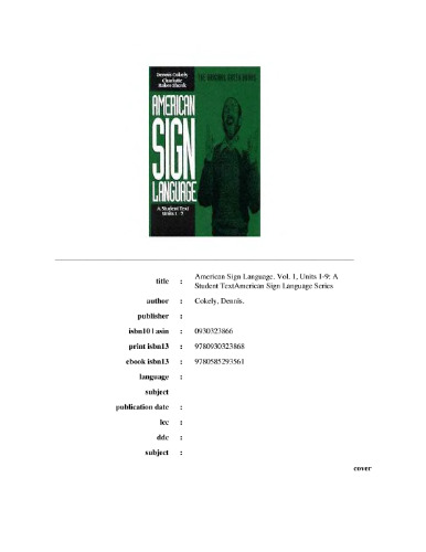American sign language: a student text, units 1-9