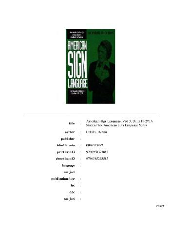 American sign language: a student text, units 19-27