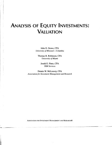 Analysis of Equity Investments: Valuation