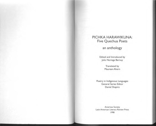 Pichka harawikuna: five Quechua poets: an anthology