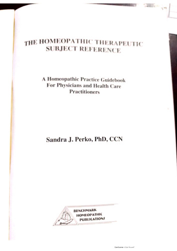 The Homeopathic Therapeutic Subject Reference