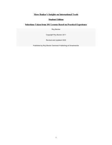 More Banker’s Insights on International Trade