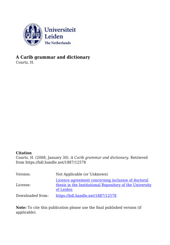 A Carib grammar and dictionary