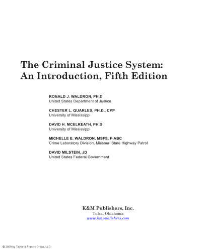 The Criminal Justice System: An Introduction, Fifth Edition