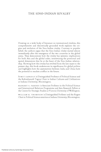 The Sino-Indian Rivalry: Implications for Global Order