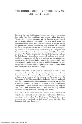 The Hidden Origins of the German Enlightenment