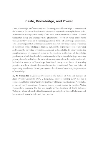 Caste, Knowledge, and Power: Ways of Knowing in Twentieth Century Malabar