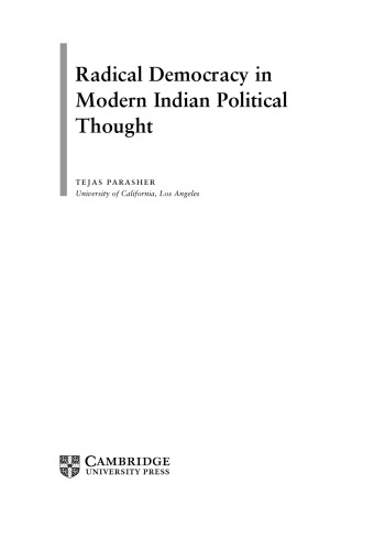 Radical Democracy in Modern Indian Political Thought
