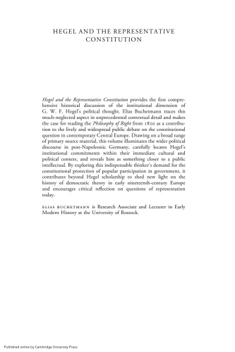 Hegel and the Representative Constitution