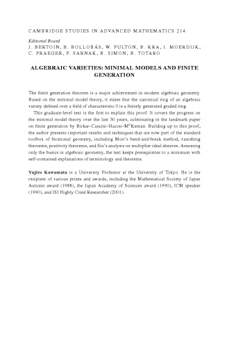 Algebraic Varieties: Minimal Models and Finite Generation
