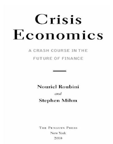Crisis economics: a crash course in the future of finance