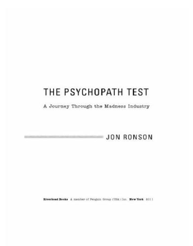 The Psychopath Test: a Journey Through the Madness Industry