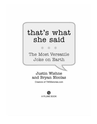 That's What She Said: The Most Versatile Joke on Earth