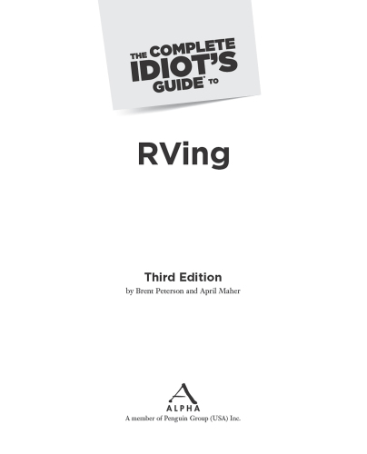 The Complete Idiot's Guide to RVing