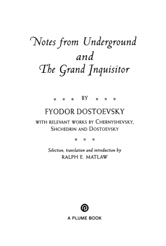 Notes from Underground, the Grand Inquisitor