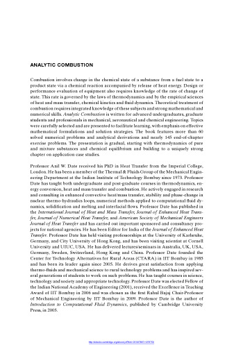 Analytic Combustion : With Thermodynamics, Chemical Kinetics and Mass Transfer