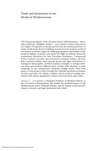 Trade and Institutions in the Medieval Mediterranean: The Geniza Merchants and their Business World