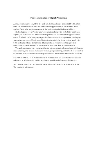 The mathematics of signal processing