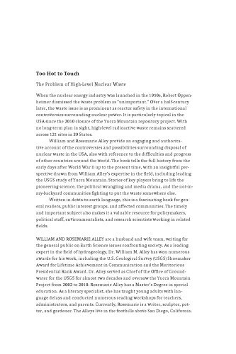 Too hot to touch : the problem of high-level nuclear waste