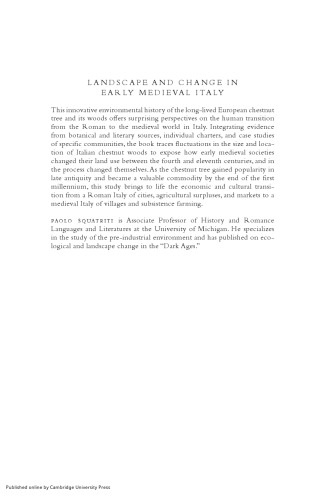 Landscape and Change in Early Medieval. Italy Chestnuts, Economy, and Culture