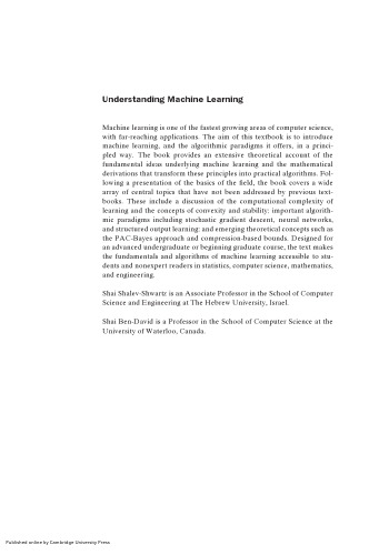 Understanding Machine Learning: From Theory to Algorithms