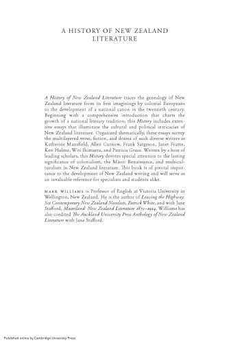 A History of New Zealand Literature