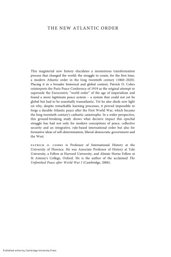 The New Atlantic Order: The Transformation of International Politics, 1860–1933