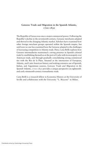 Genoese Trade and Migration in the Spanish Atlantic, 1700–1830