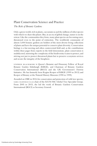 Plant Conservation Science and Practice: The Role of Botanic Gardens