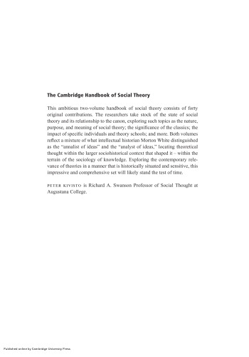 The Cambridge Handbook of Social Theory