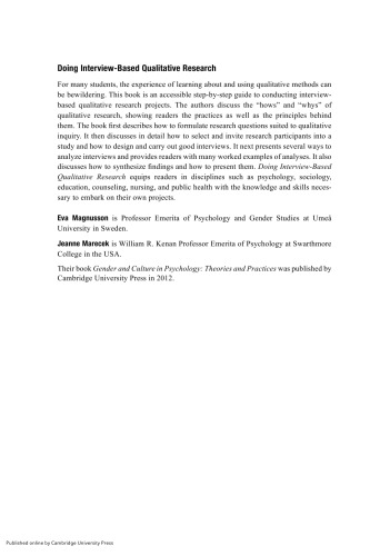 Doing Interview-based Qualitative Research: A Learner's Guide