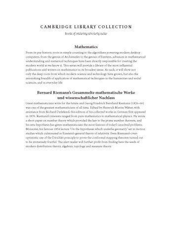 Bernard Riemann's gesammelte mathematische Werke und wissenschaftlicher Nachlass