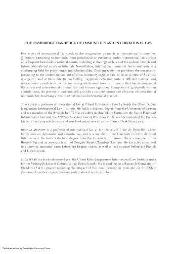 Cambridge Handbook of immunities and International law