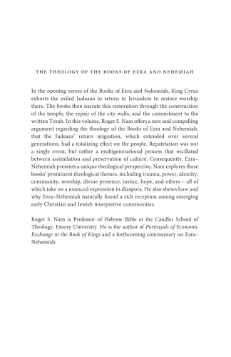 The Theology of the Books of Ezra and Nehemiah