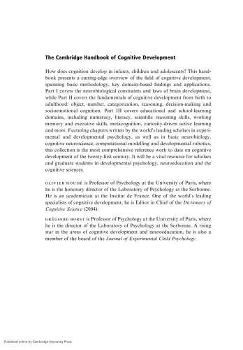 The Cambridge Handbook of Cognitive Development (Cambridge Handbooks in Psychology)