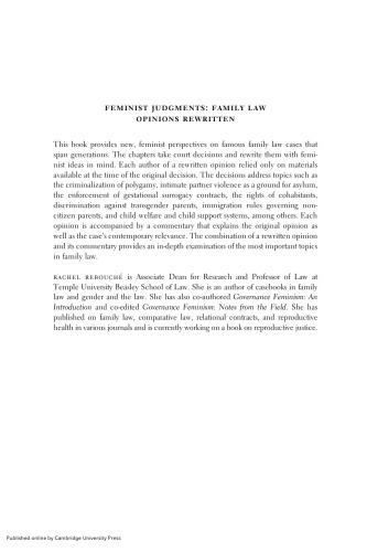 Feminist Judgments: Family Law Opinions Rewritten