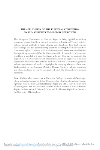 The application of the European Convention on Human Rights to military operations