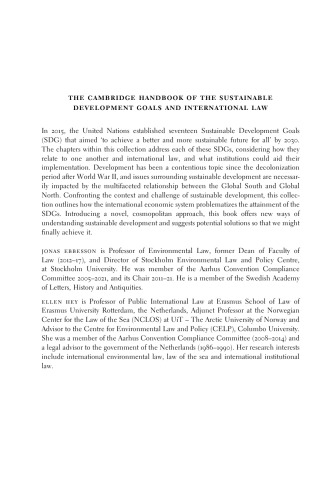 The Cambridge Handbook of the Sustainable Development Goals and International Law