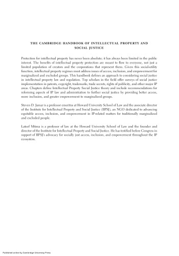 The Cambridge Handbook of Intellectual Property and Social Justice