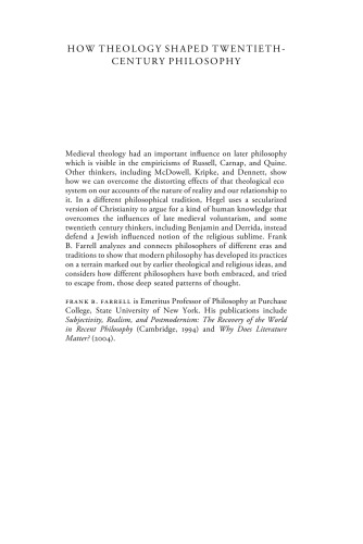 How Theology Shaped Twentieth-Century Philosophy