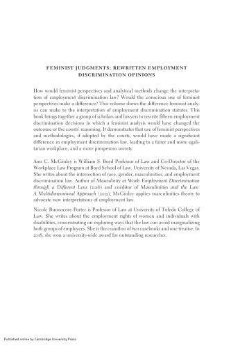 Feminist Judgments: Rewritten Employment Discrimination Opinions