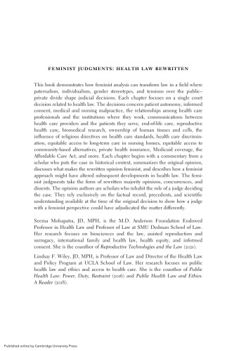Feminist Judgments: Health Law Rewritten
