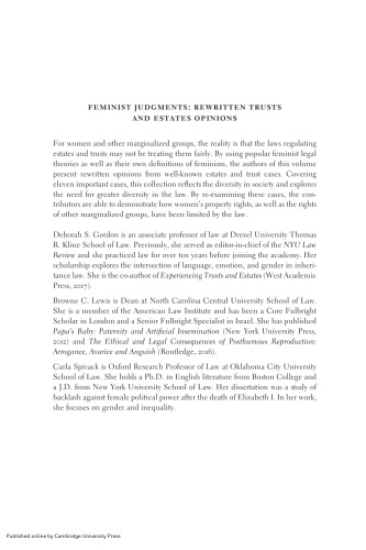 Feminist Judgments: Rewritten Trusts and Estates Opinions