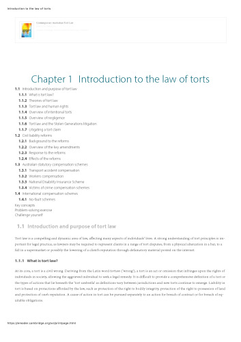 Contemporary Australian Tort Law